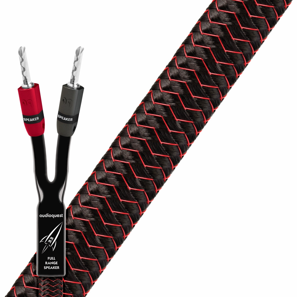 AudioQuest Rocket 33 Full-Range Speaker Cable With 300 Series Silver Banana Plugs - Pair (12 ft)