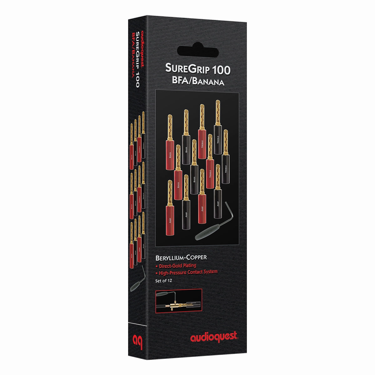 AudioQuest SureGrip&reg; 100 Gold Banana Speaker Connectors - 12-Pack