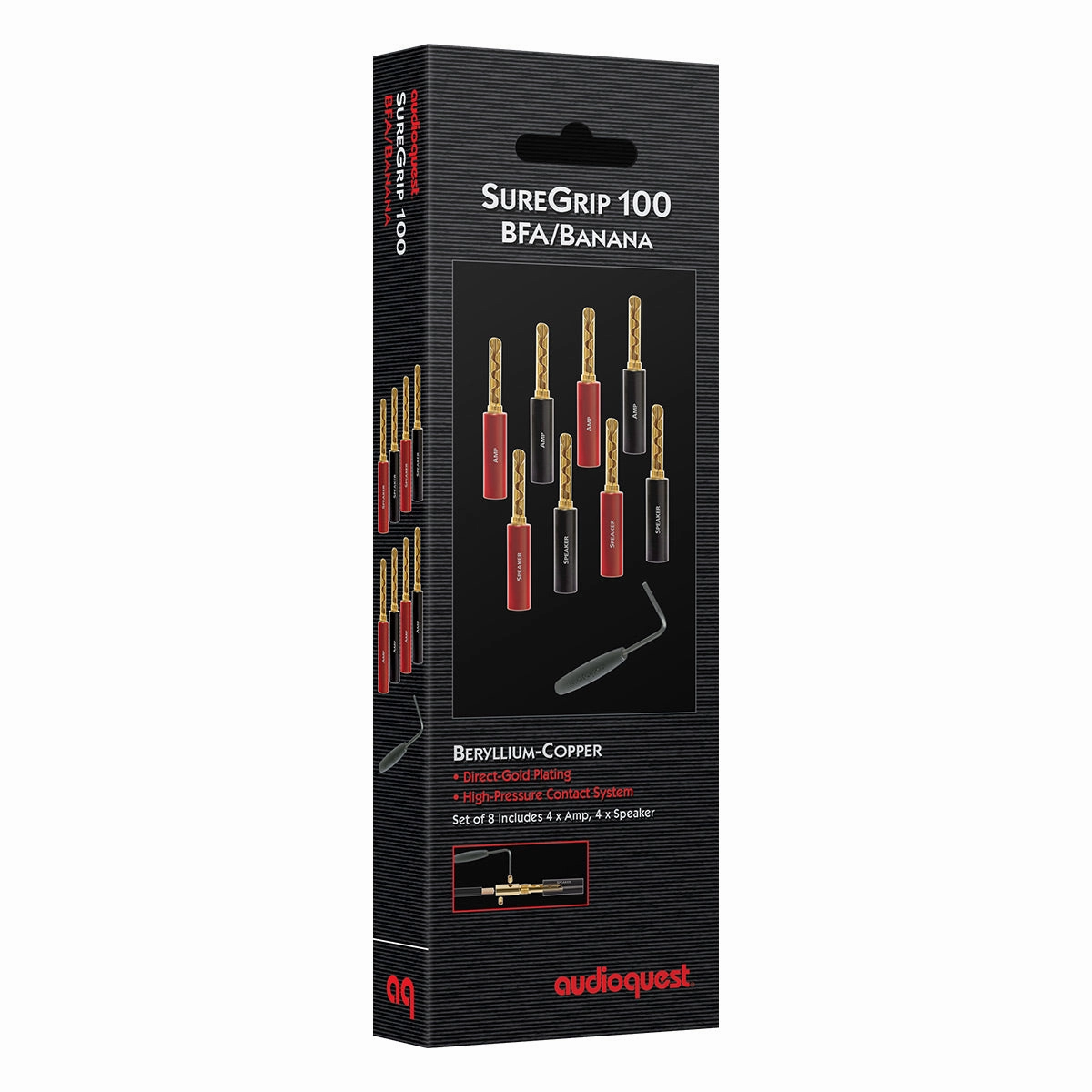 AudioQuest SureGrip&reg; 100 Gold Banana Speaker Connectors - 8-Pack