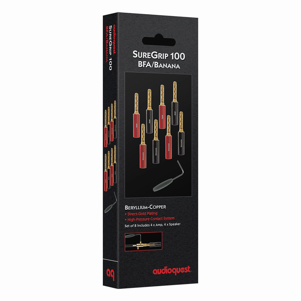AudioQuest SureGrip&reg; 100 Gold Banana Speaker Connectors - 8-Pack