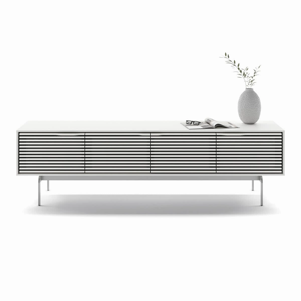 BDI Align 7473 Low 4-Door Cabinet with Console Base (Satin White)