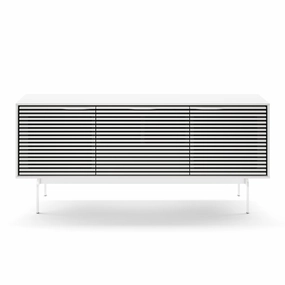 BDI Align 7477 3-door Cabinet with Console Base (Satin White)