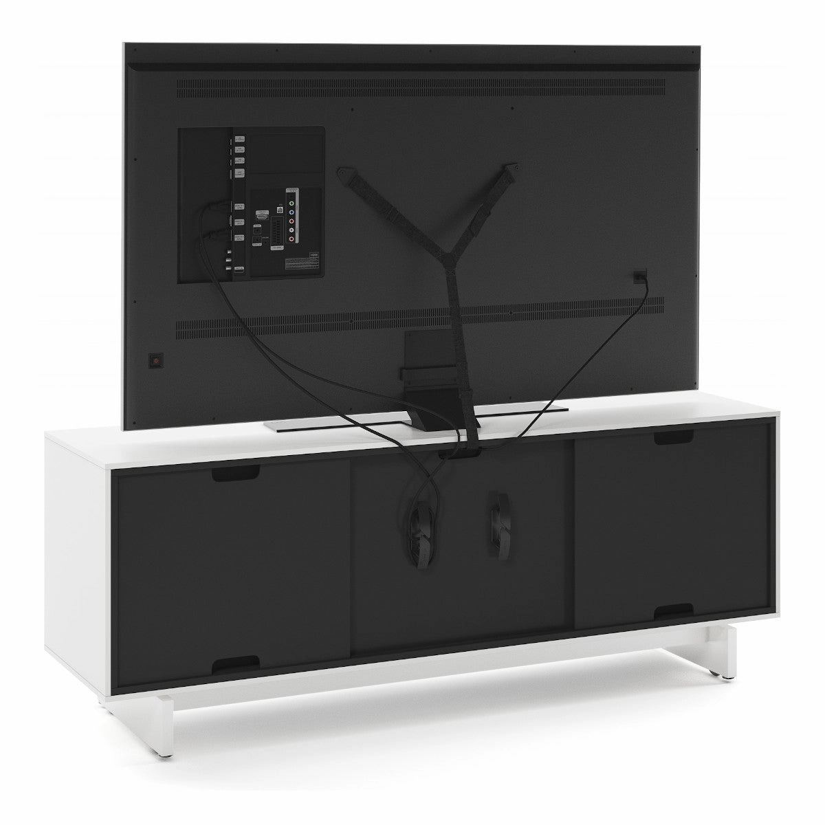 BDI Align 7477 3-Door Cabinet with Media Base (Satin White)