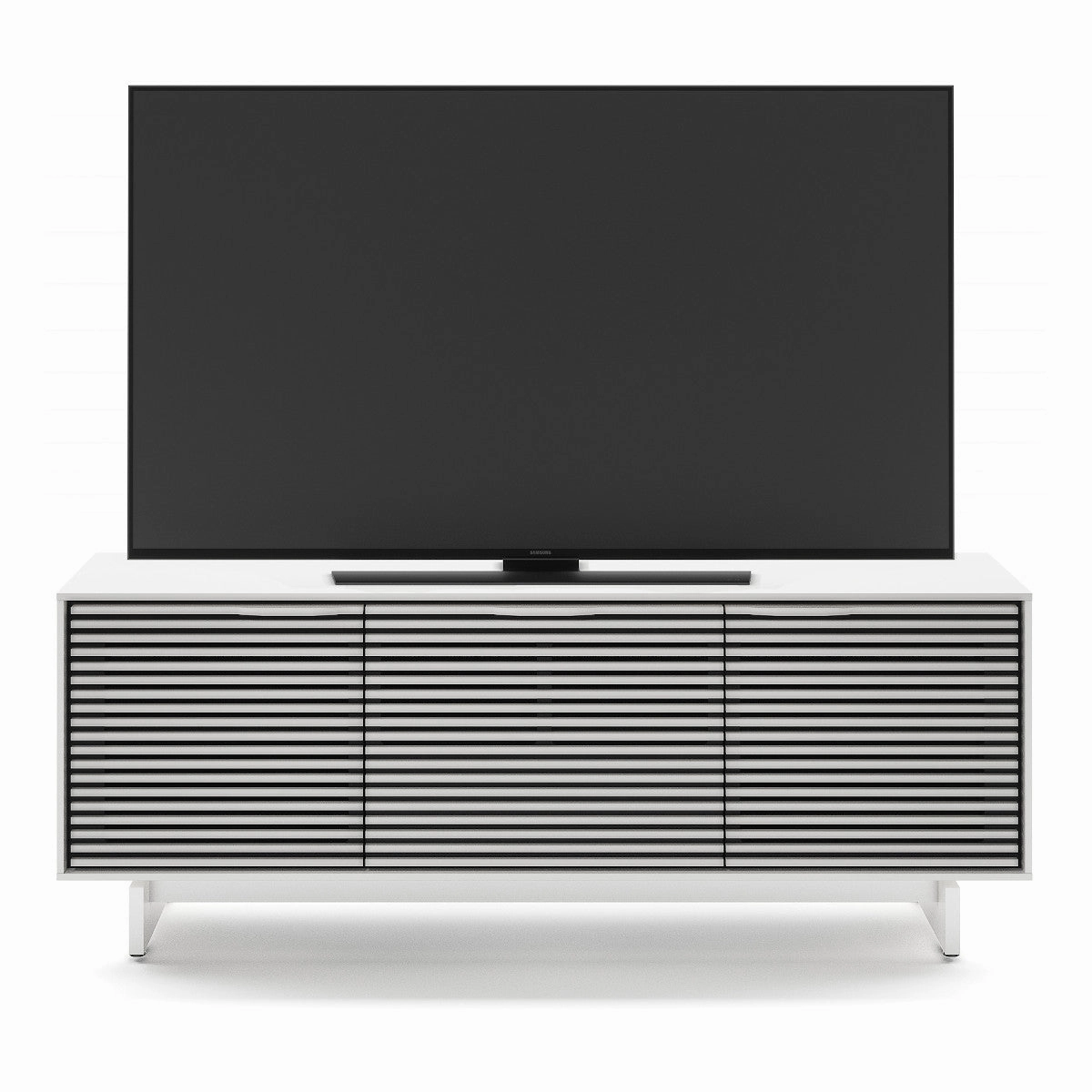 BDI Align 7477 3-Door Cabinet with Media Base (Satin White)