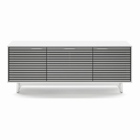 BDI Align 7477 3-Door Cabinet with Media Base (Satin White)