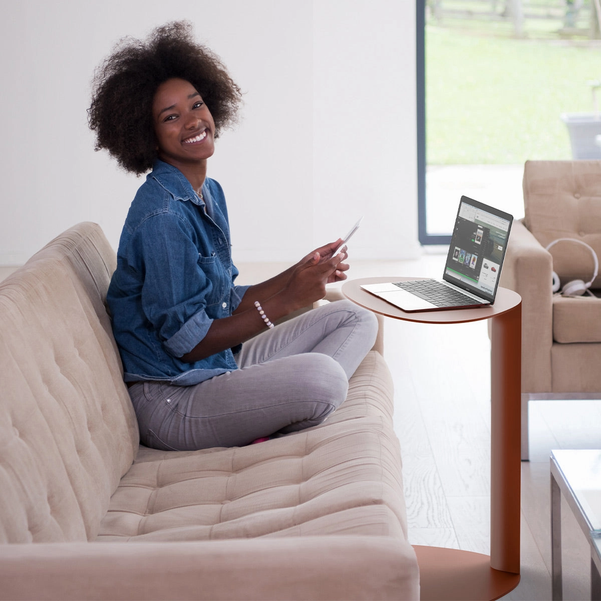 BDI Bink 1025 Mobile Media Table (Clay)