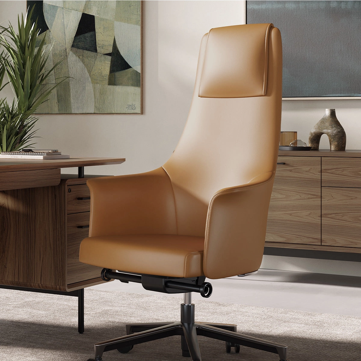 BDI Bolo 3531 Executive Leather Office Chair (Saddle)