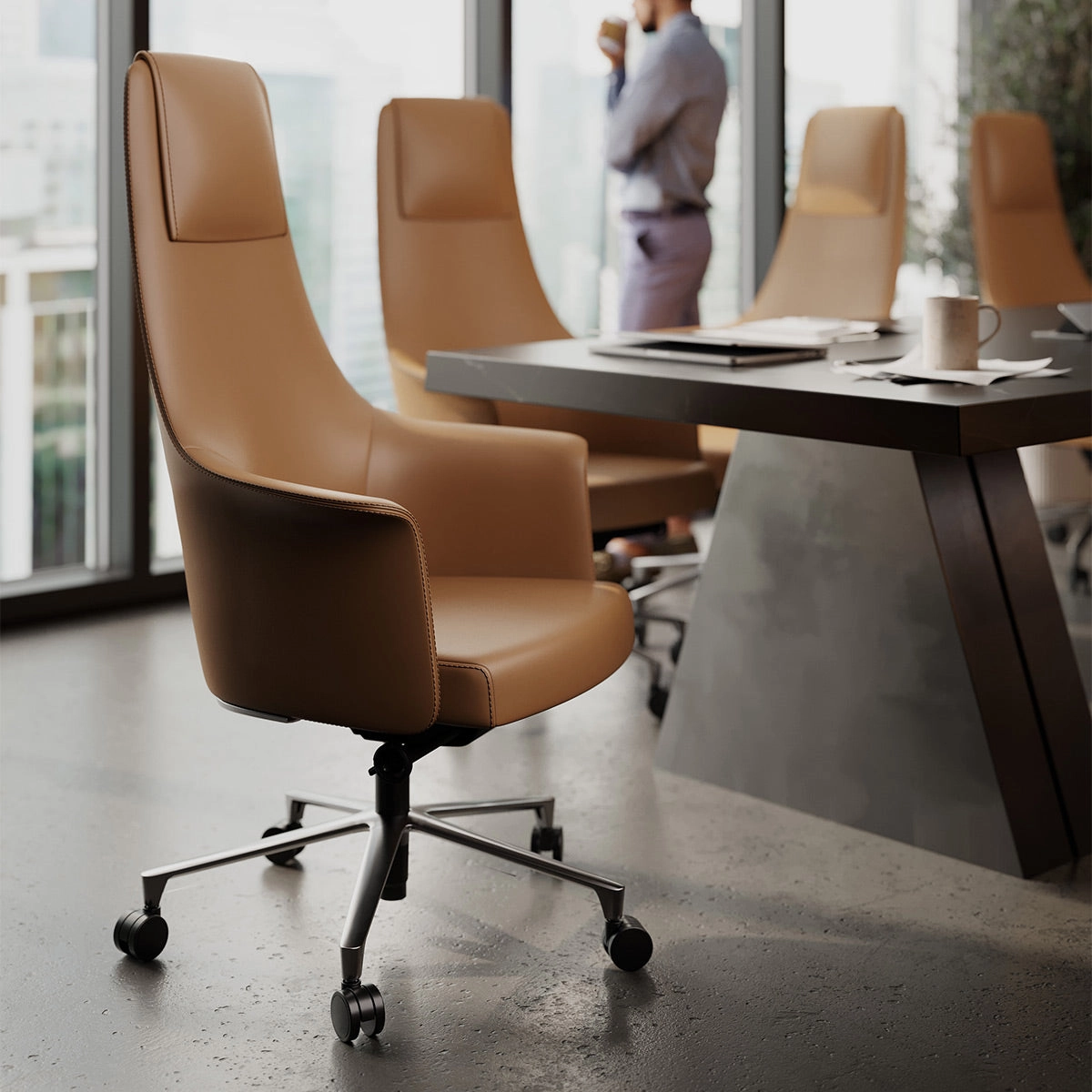 BDI Bolo 3531 Executive Leather Office Chair (Saddle)