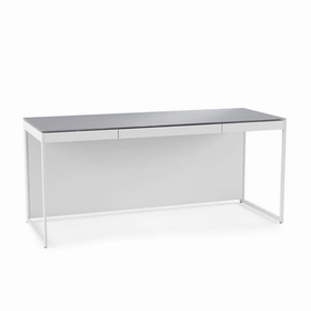 BDI Centro 6401 Desk with Keyboard Drawer (Satin White)