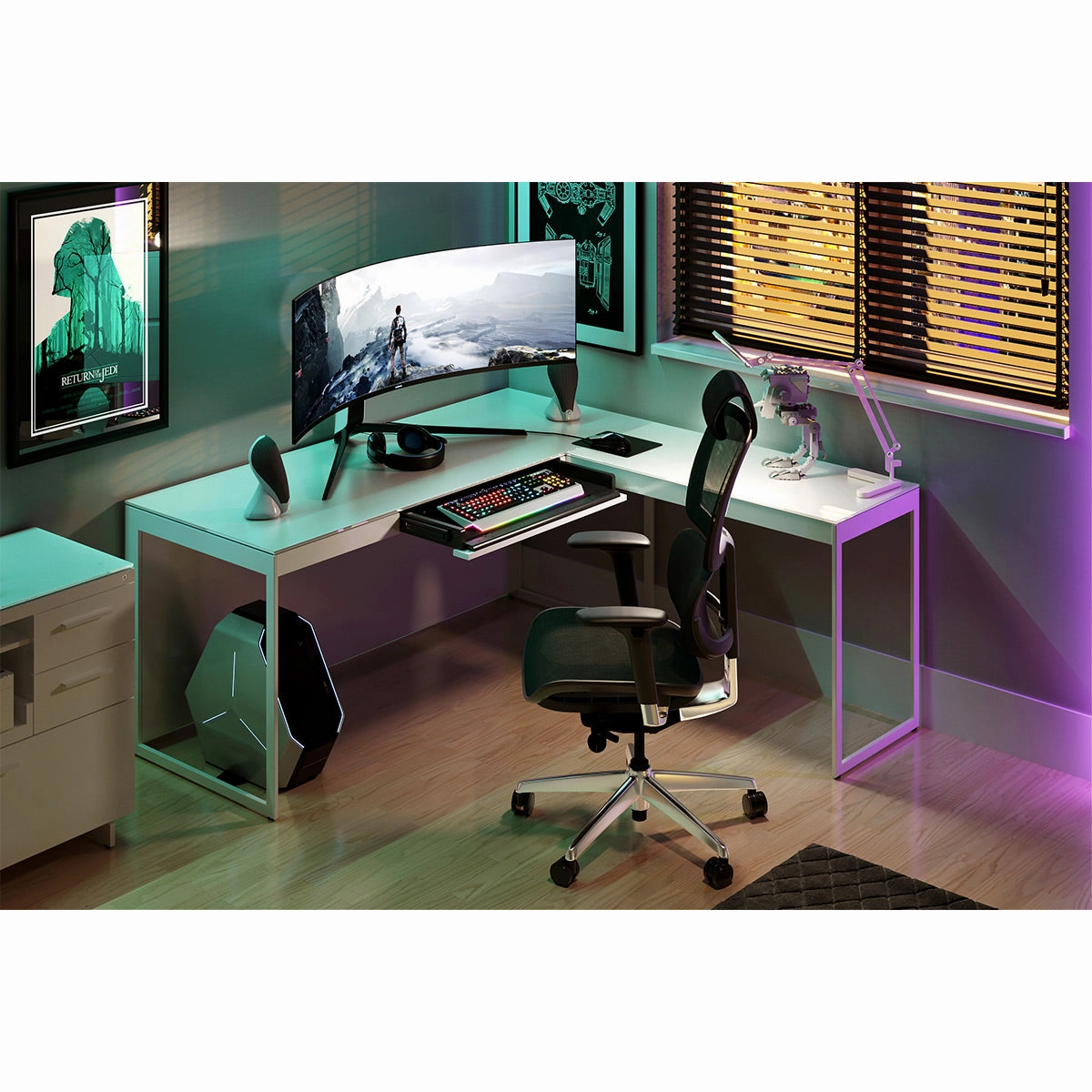 BDI Centro 6402 Return Desk (Satin White)