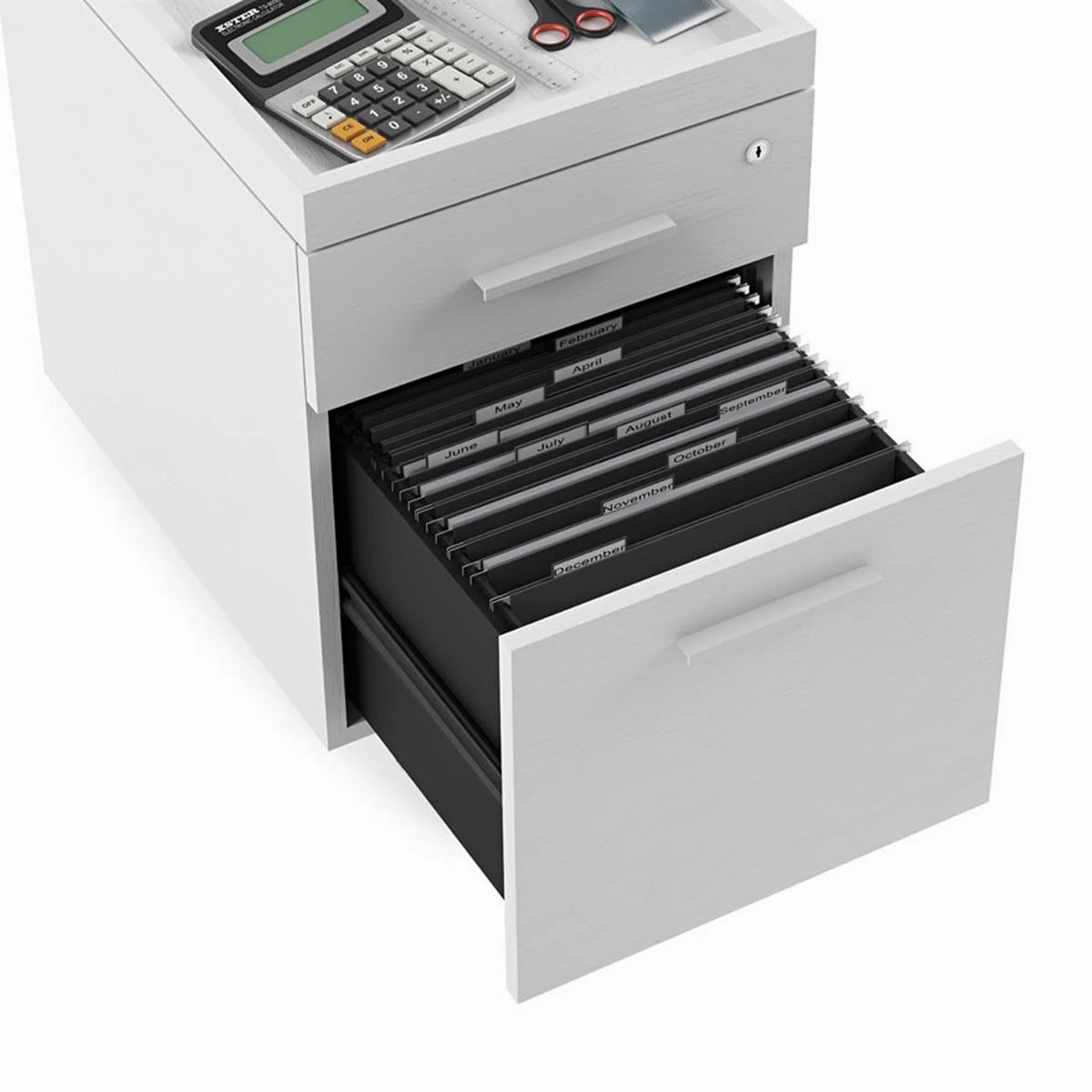 BDI Centro 6407 Mobile File Pedestal (Satin White)
