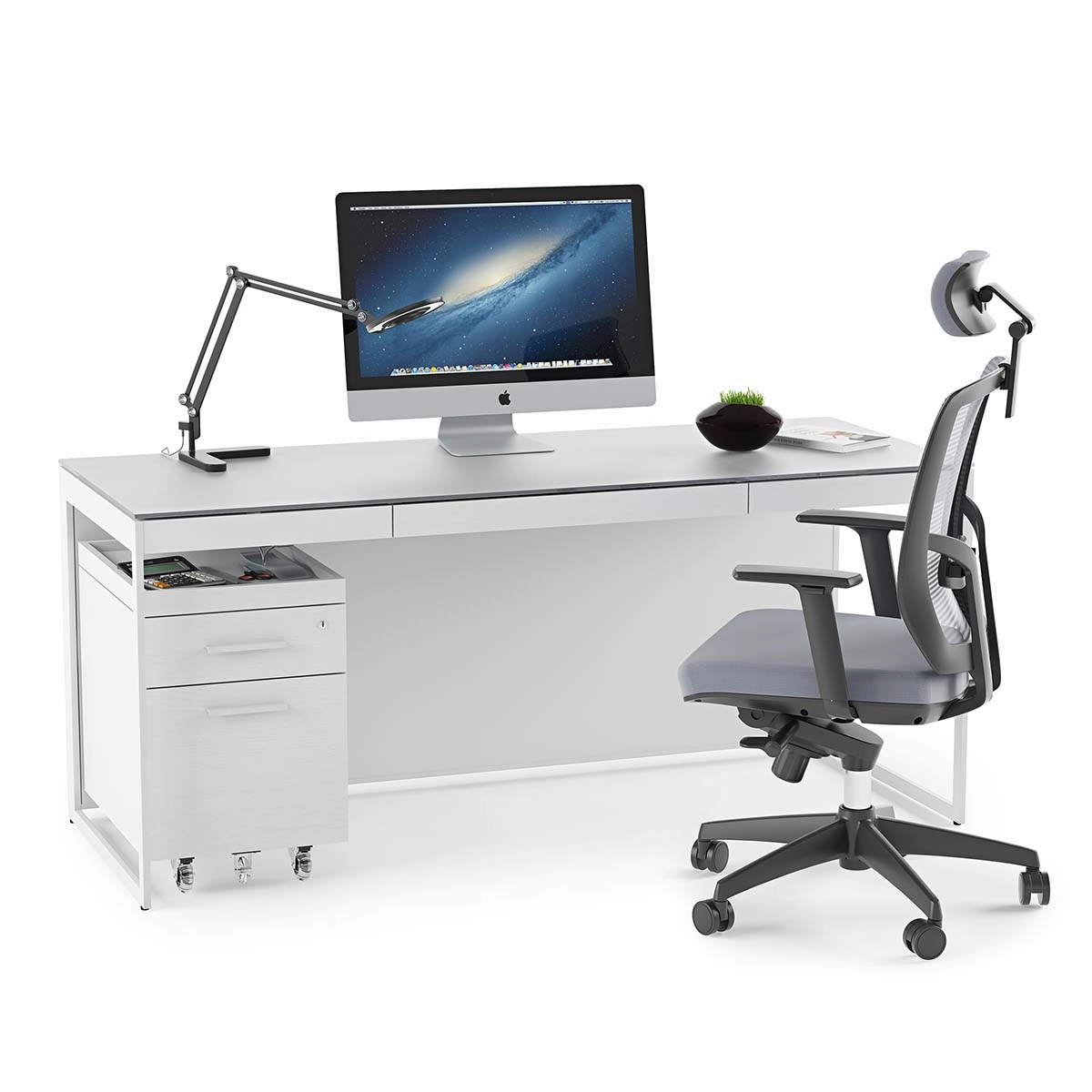 BDI Centro 6407 Mobile File Pedestal (Satin White)