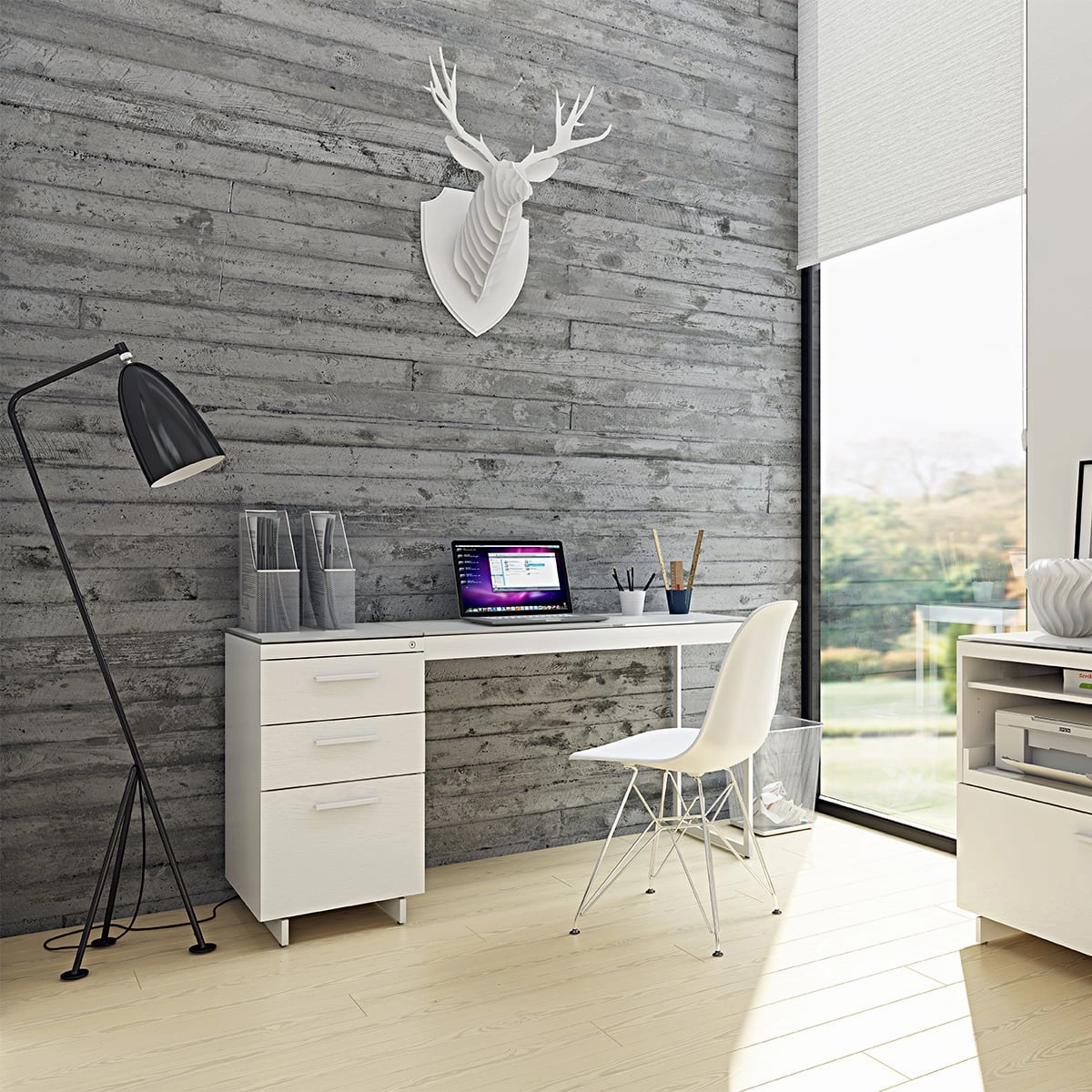 BDI CENTRO 6414 3-Drawer File Cabinet (White)
