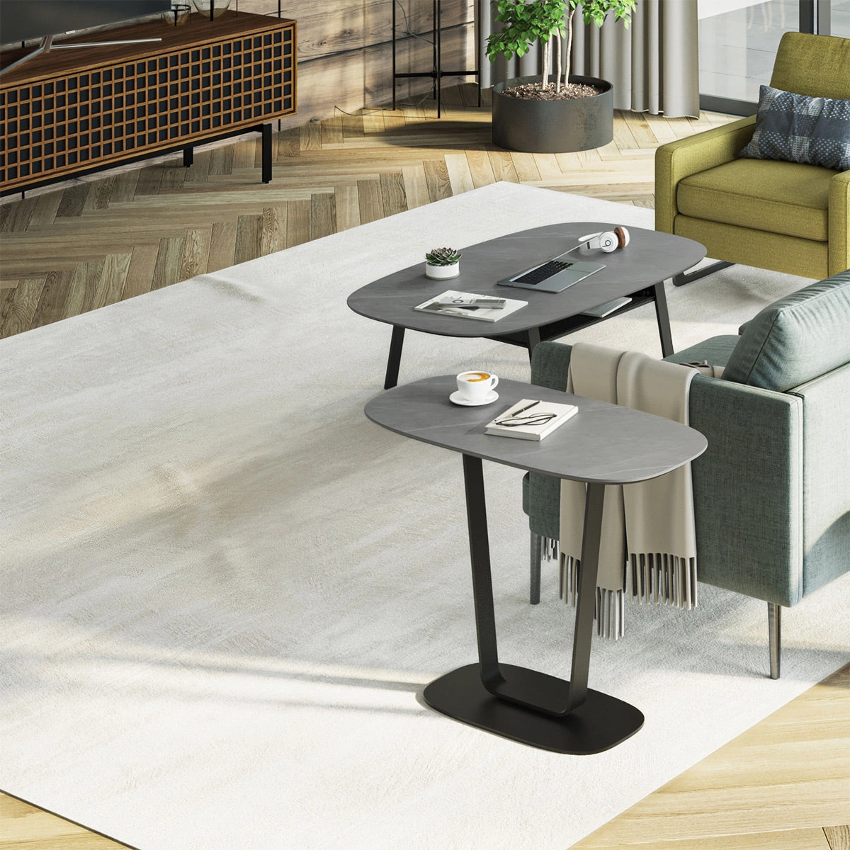 BDI Cloud 9 1186 Porcelain Top End Table (Alto Grey)