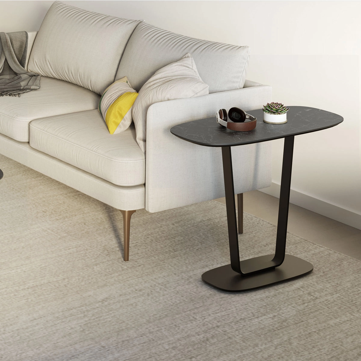 BDI Cloud 9 1186 Porcelain Top End Table (Nimbus Black)
