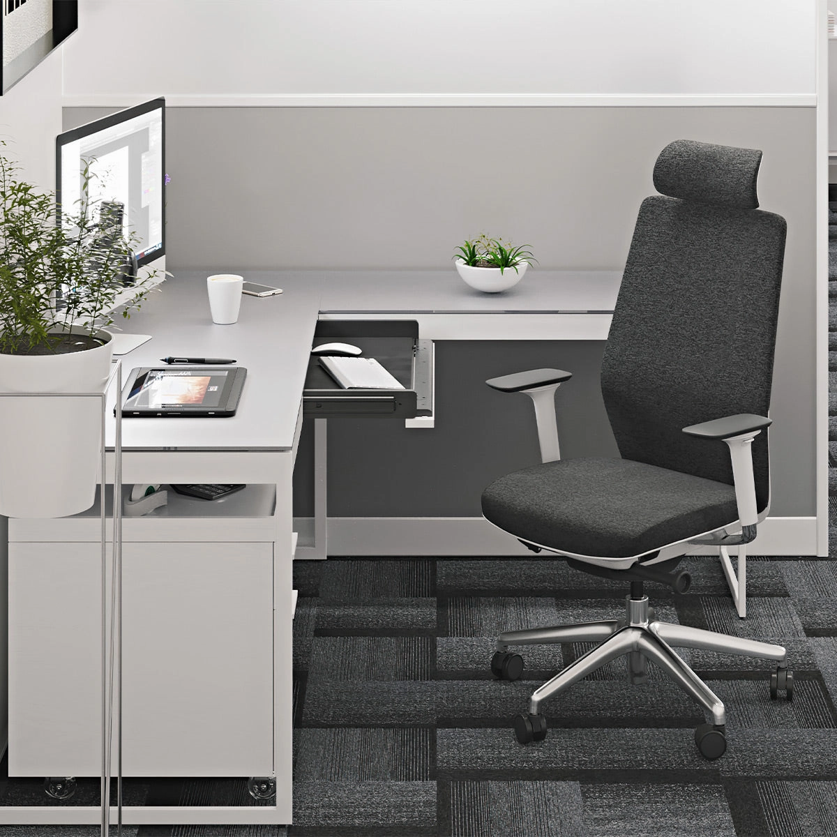 BDI Coda 3522 Ergonomic Task Chair with High-Performance Mesh Fabric (Oyster & Grey)