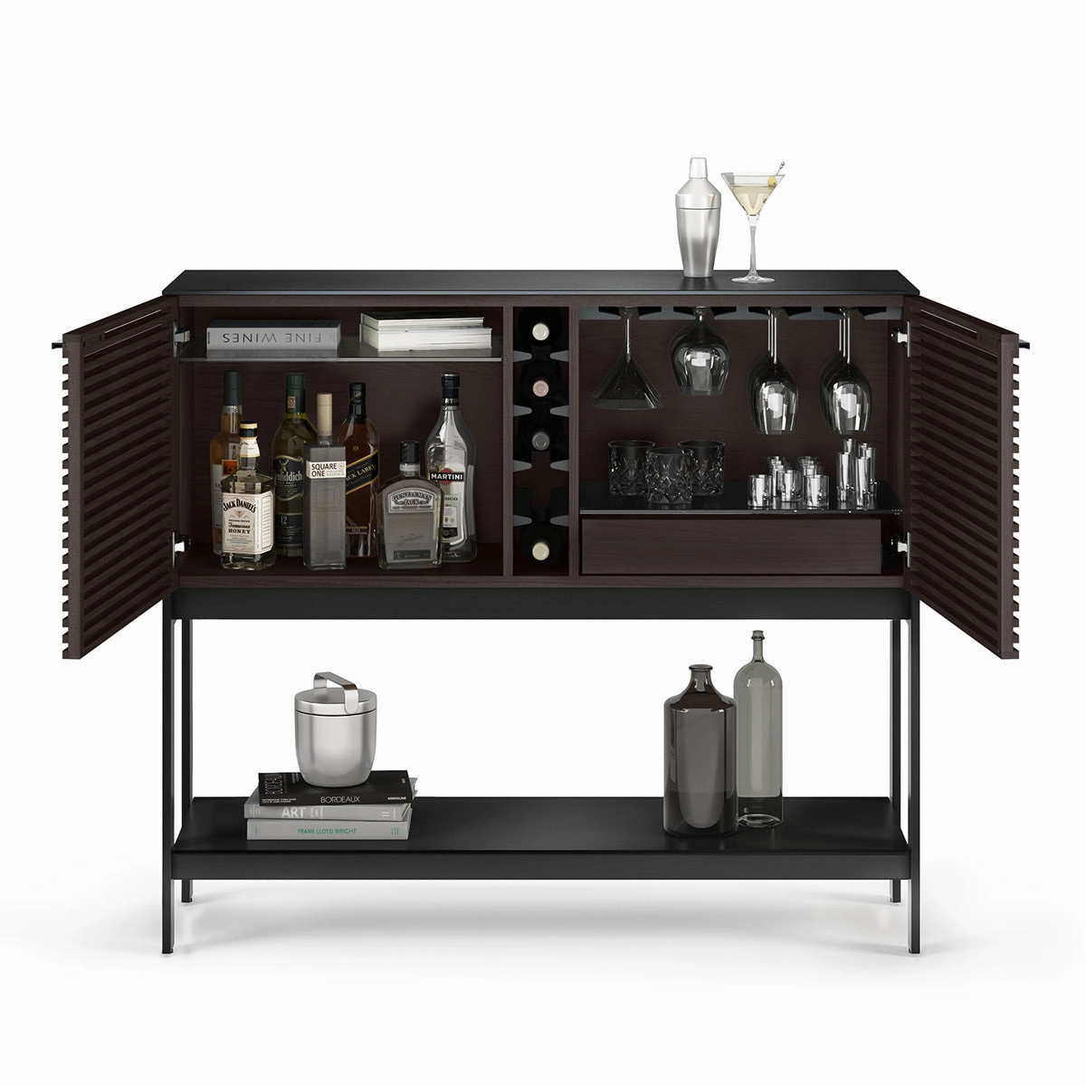 BDI Corridor 5621 SV Bar with Wine Storage and Adjustable Shelves (Charcoal Stained Ash)