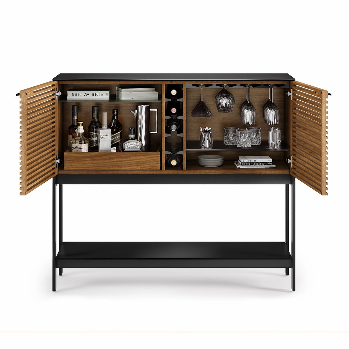 BDI Corridor 5621 SV Bar with Wine Storage and Adjustable Shelves (Natural Walnut)