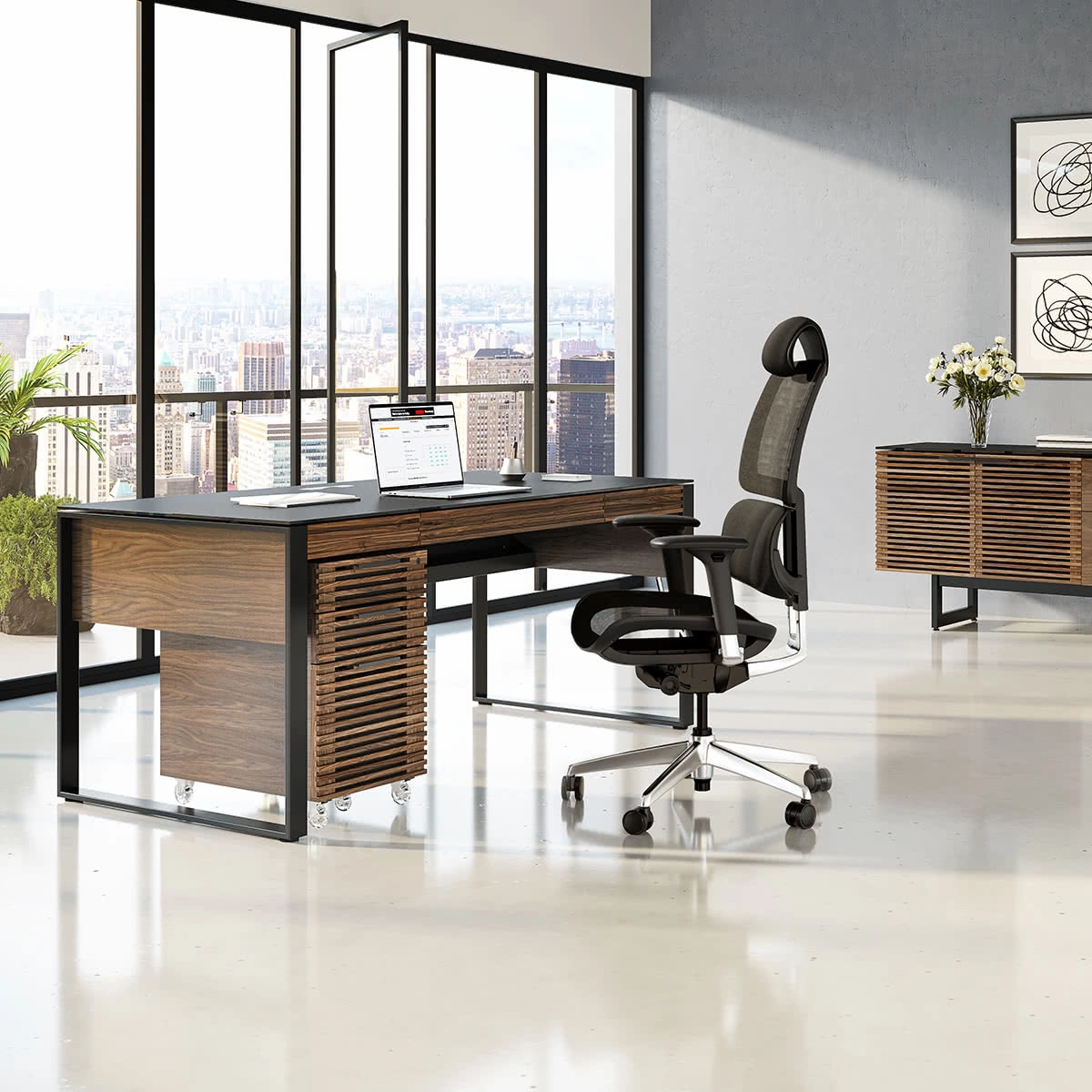 BDI Corridor 6507 Mobile File Pedestal (Walnut)