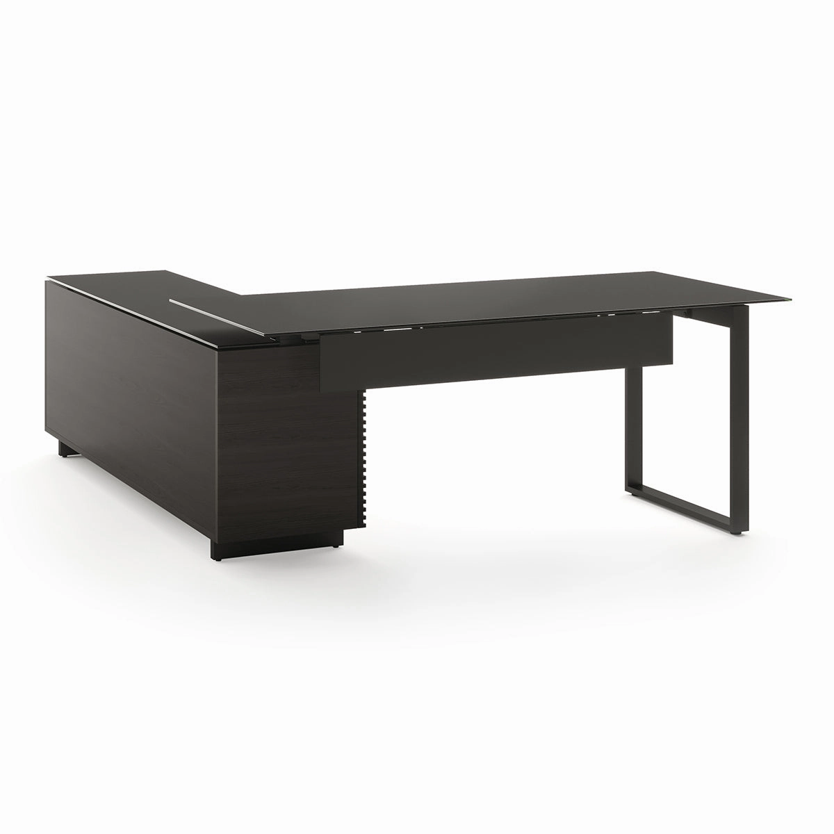 BDI Corridor 6531 Modern Shaped L-Shaped Executive Desk (Charcoal Stained Ash)