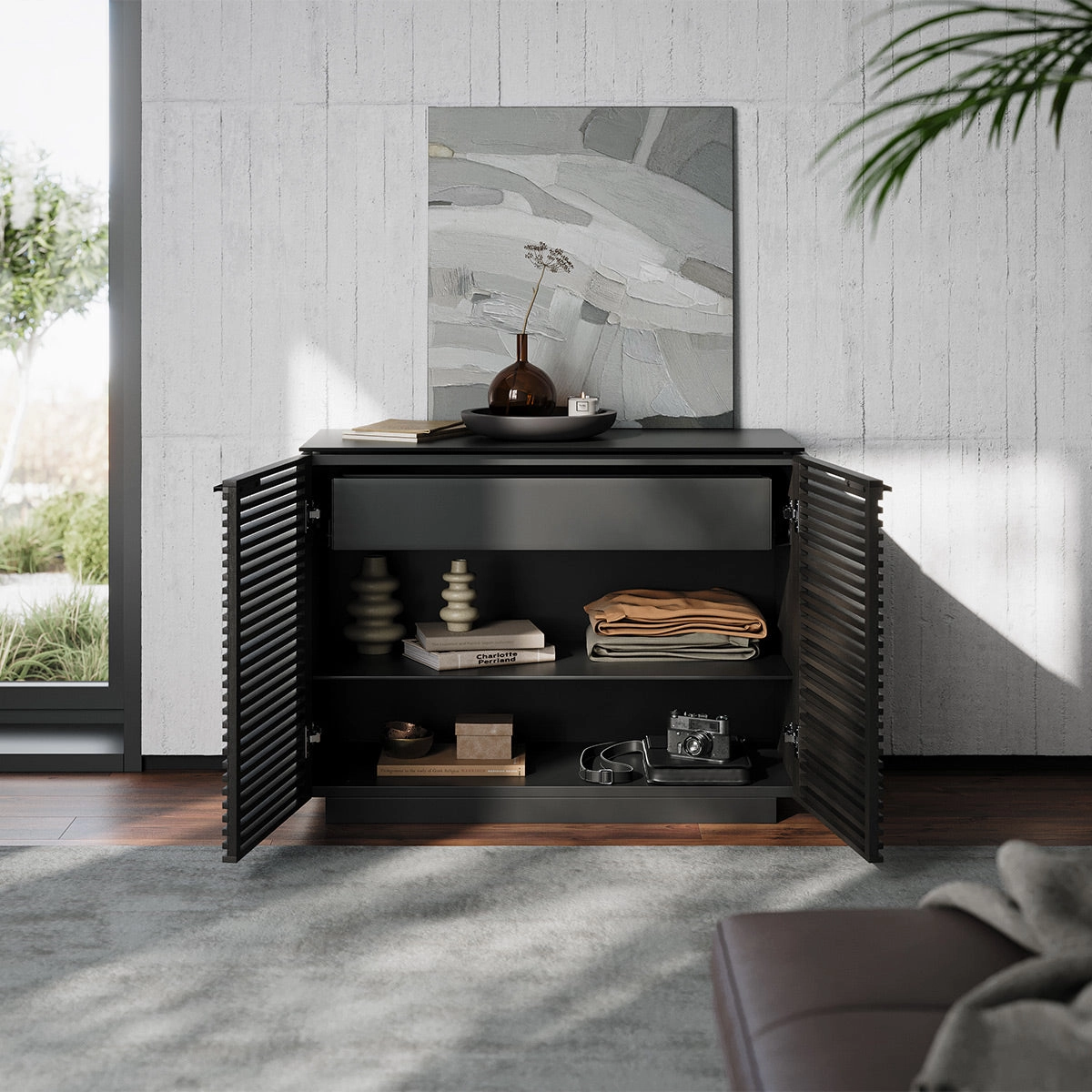BDI Corridor 8108 2-Door Storage Cabinet (Charcoal Stained Ash)