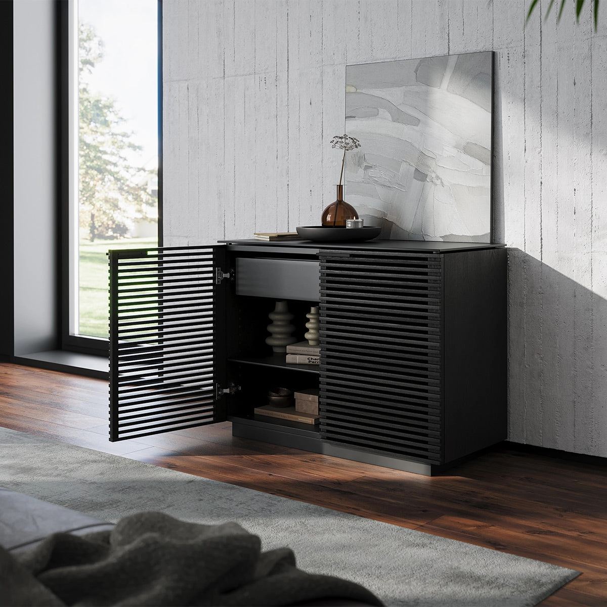 BDI Corridor 8108 2-Door Storage Cabinet (Charcoal Stained Ash)