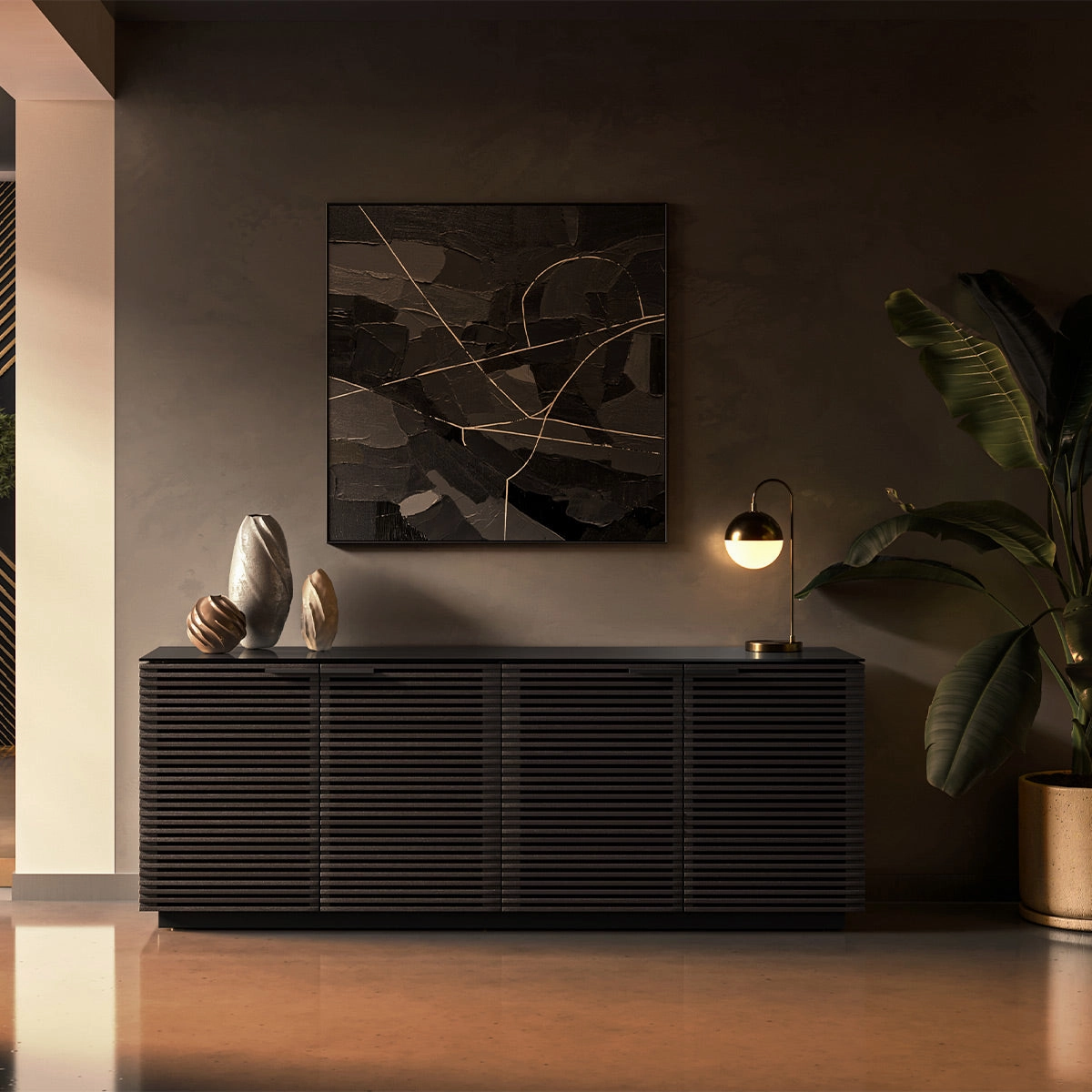 BDI Corridor 8109 4-Door Storage Credenza (Charcoal Stained Ash)