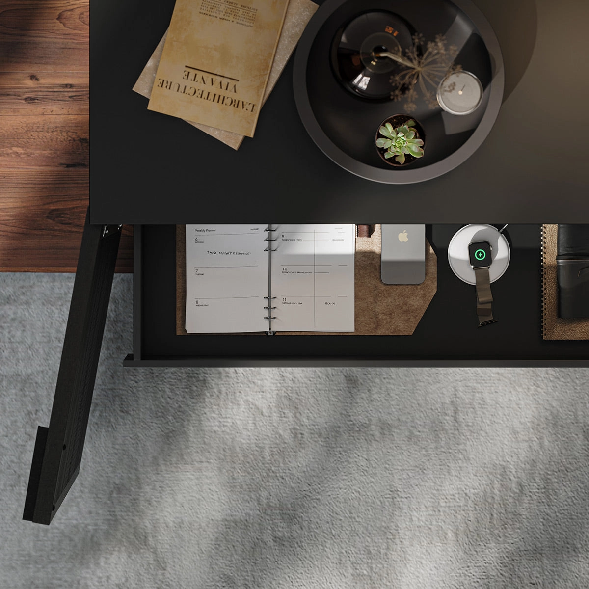 BDI Corridor 8109 4-Door Storage Credenza (Charcoal Stained Ash)