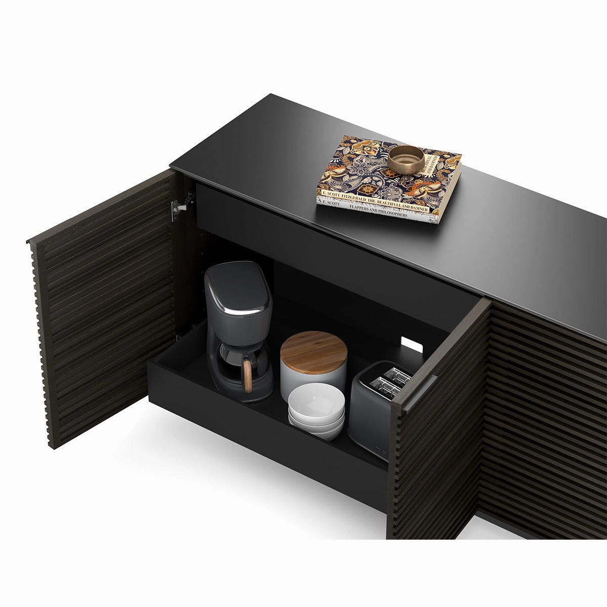 BDI Corridor 8109 4-Door Storage Credenza (Charcoal Stained Ash)