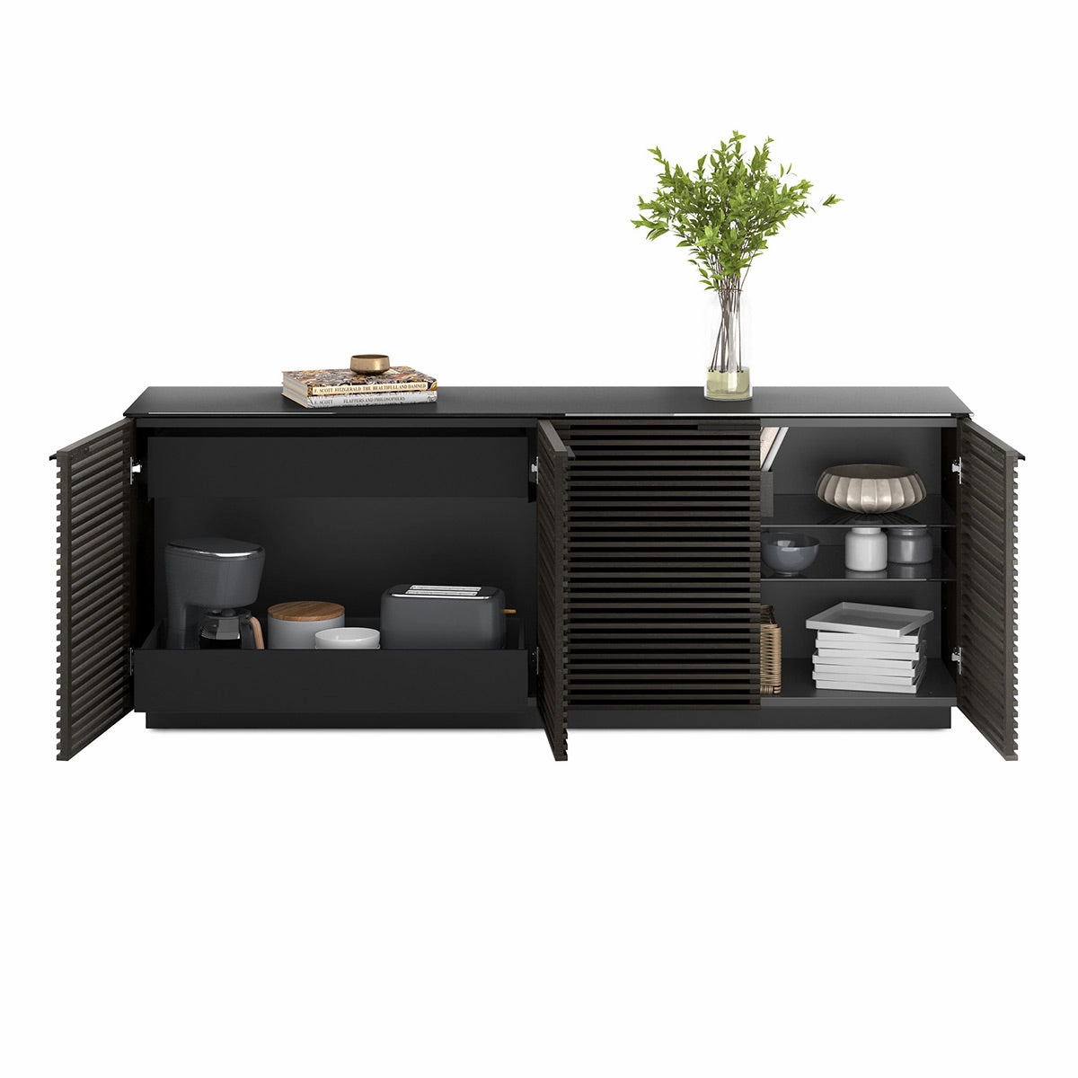 BDI Corridor 8109 4-Door Storage Credenza (Charcoal Stained Ash)