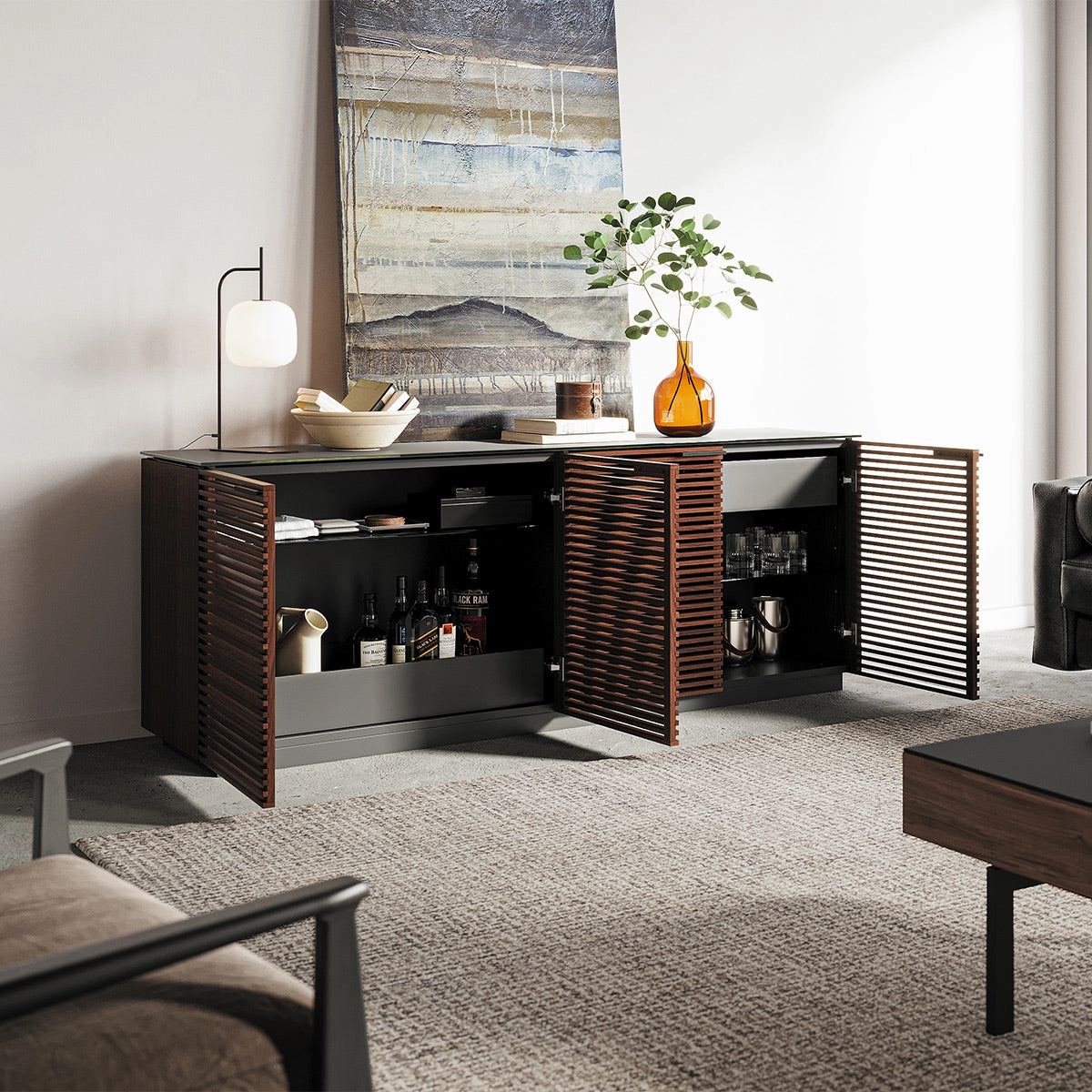 BDI Corridor 8109 4-Door Storage Credenza (Chocolate Stained Walnut)