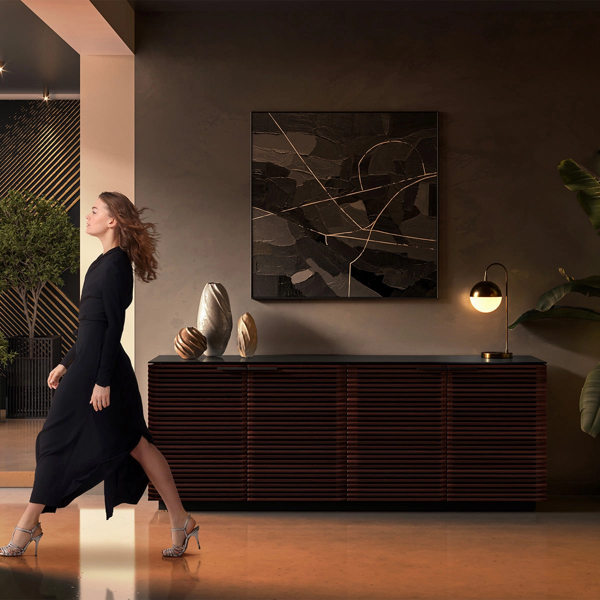 BDI Corridor 8109 4-Door Storage Credenza (Chocolate Stained Walnut)