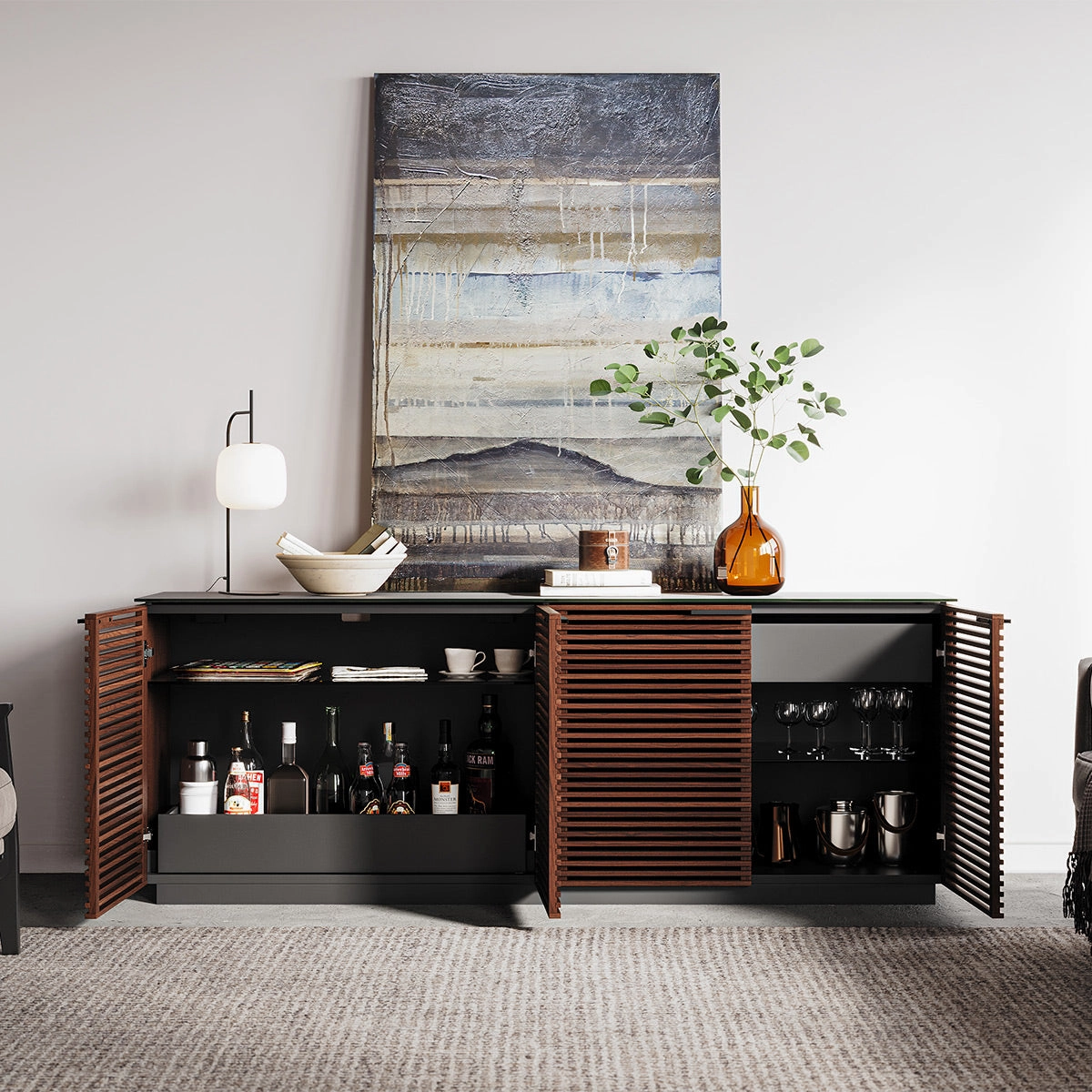 BDI Corridor 8109 4-Door Storage Credenza (Chocolate Stained Walnut)