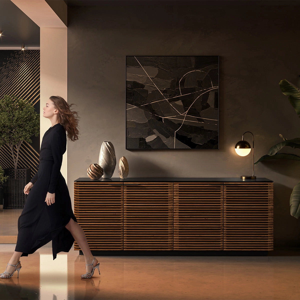 BDI Corridor 8109 4-Door Storage Credenza (Natural Walnut)