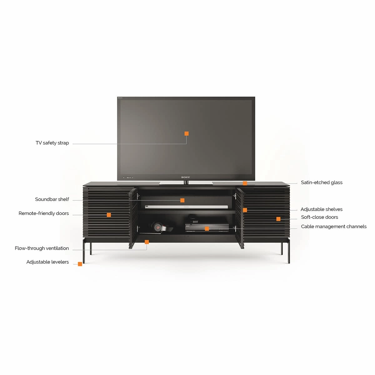 BDI Corridor SV 7129 Storage Console (Charcoal Stained Ash)