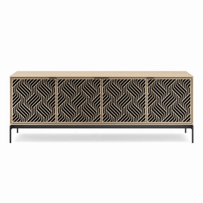 BDI Elements 8709 Weave Media Cabinet with Console Base (Washed Oak)