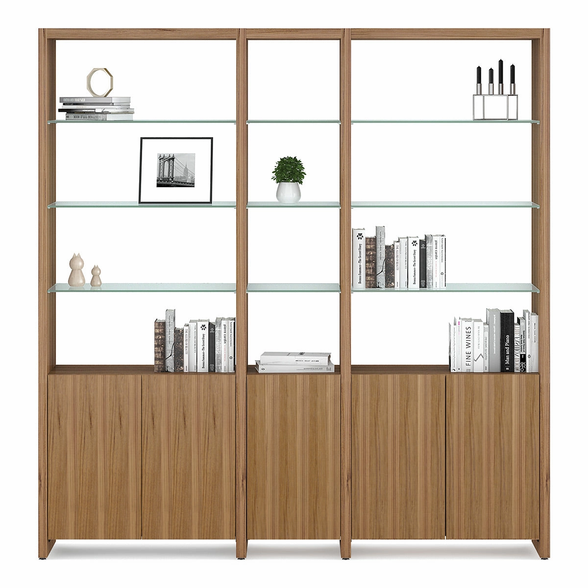 BDI Linea 580212 3-Shelf System 81" Wide (Natural Walnut)