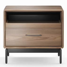 BDI LINQ 9182 28&rdquo; Nightstand with Sliding Shelves and Integrated Power Station (Natural Walnut)