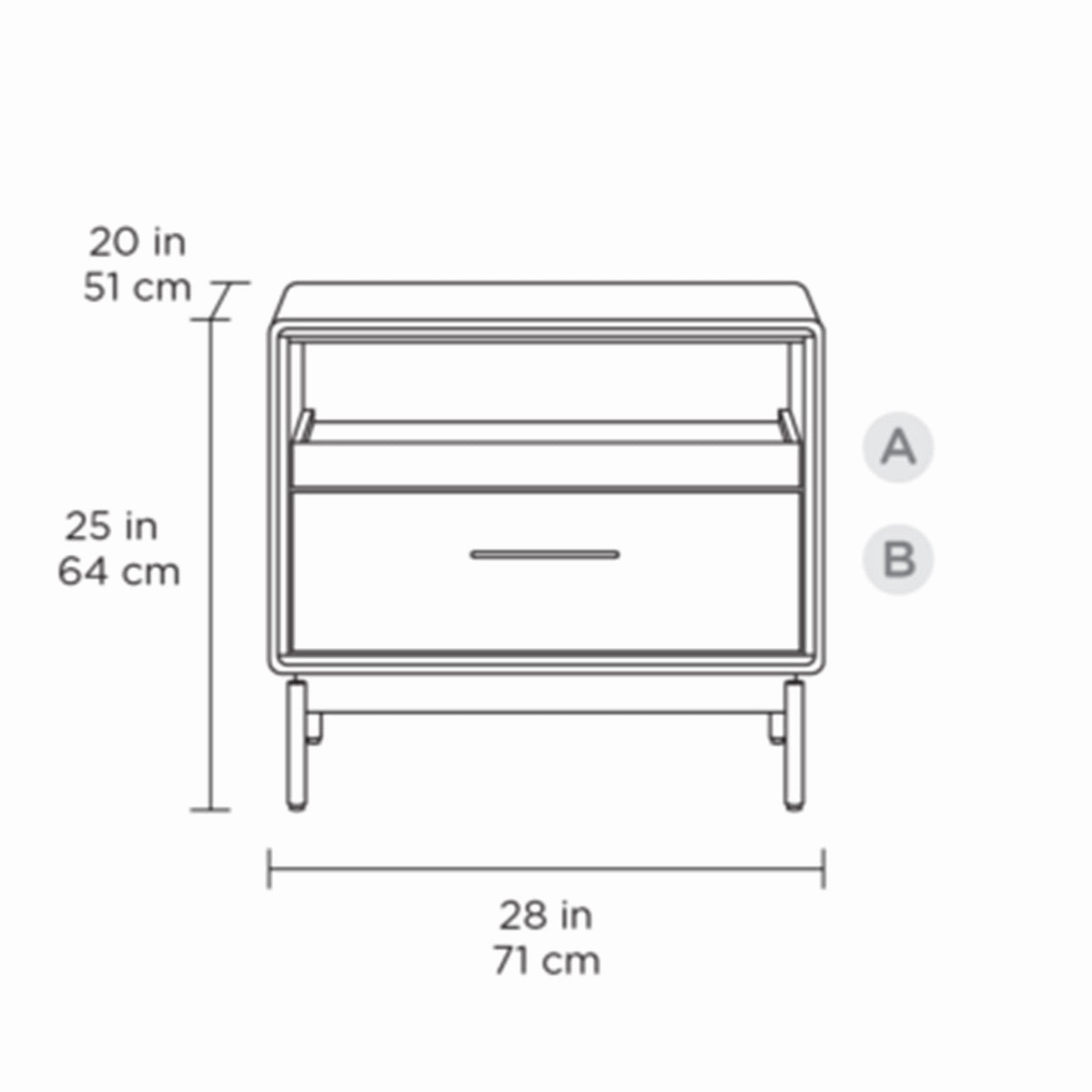 BDI LINQ 9182 28&rdquo; Nightstand with Sliding Shelves and Integrated Power Station (Natural Walnut)