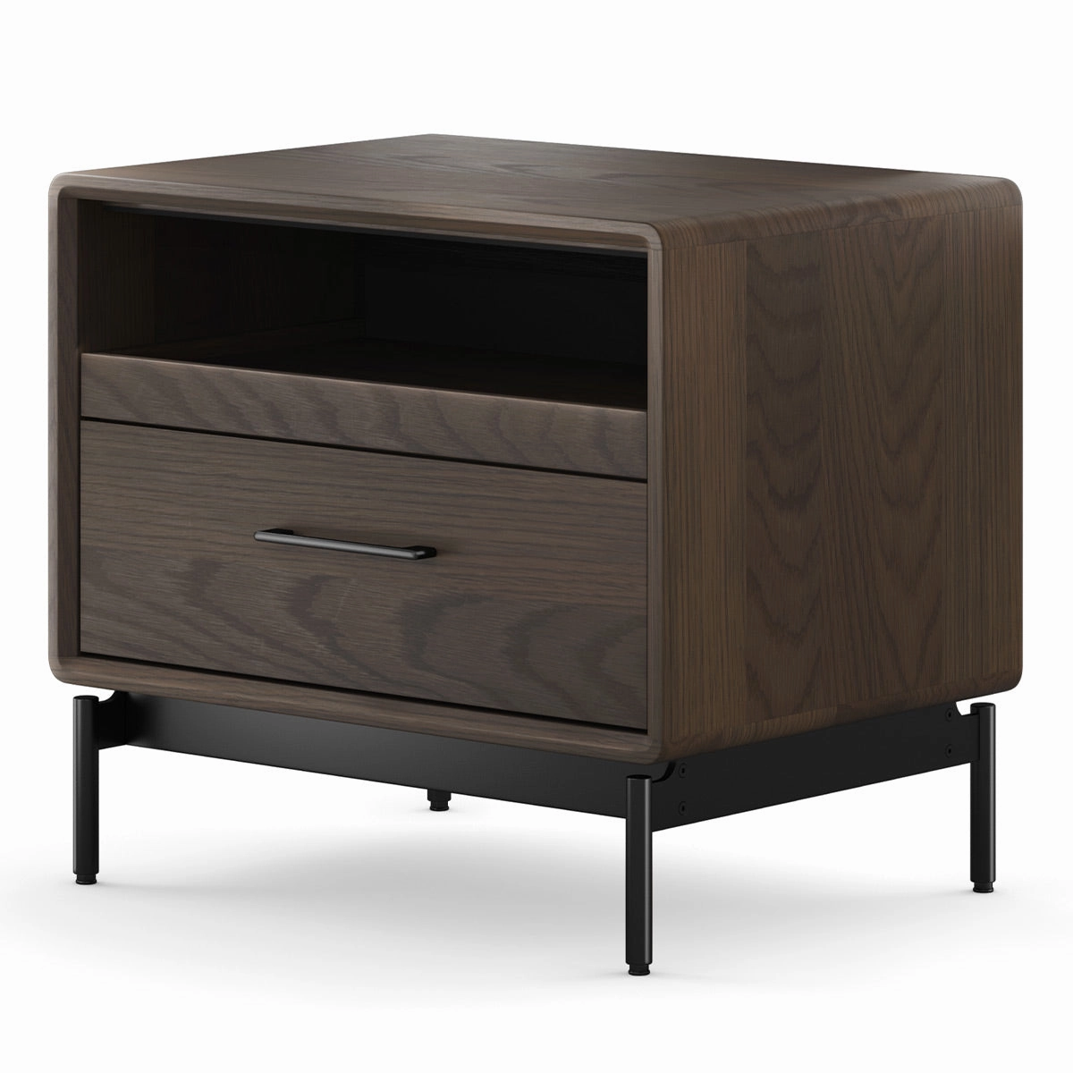 BDI LINQ 9182 28&rdquo; Nightstand with Sliding Shelves and Integrated Power Station (Toasted Oak)