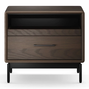 BDI LINQ 9182 28&rdquo; Nightstand with Sliding Shelves and Integrated Power Station (Toasted Oak)