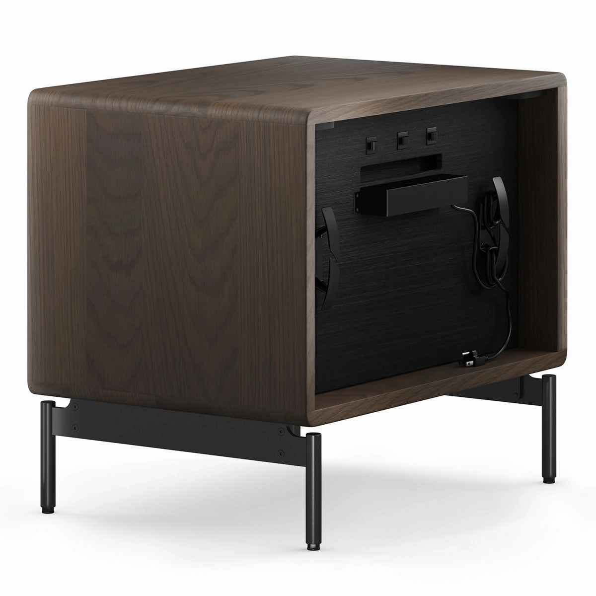 BDI LINQ 9182 28&rdquo; Nightstand with Sliding Shelves and Integrated Power Station (Toasted Oak)