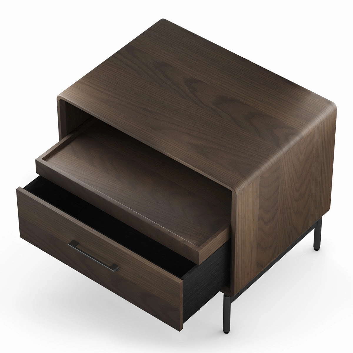 BDI LINQ 9182 28&rdquo; Nightstand with Sliding Shelves and Integrated Power Station (Toasted Oak)