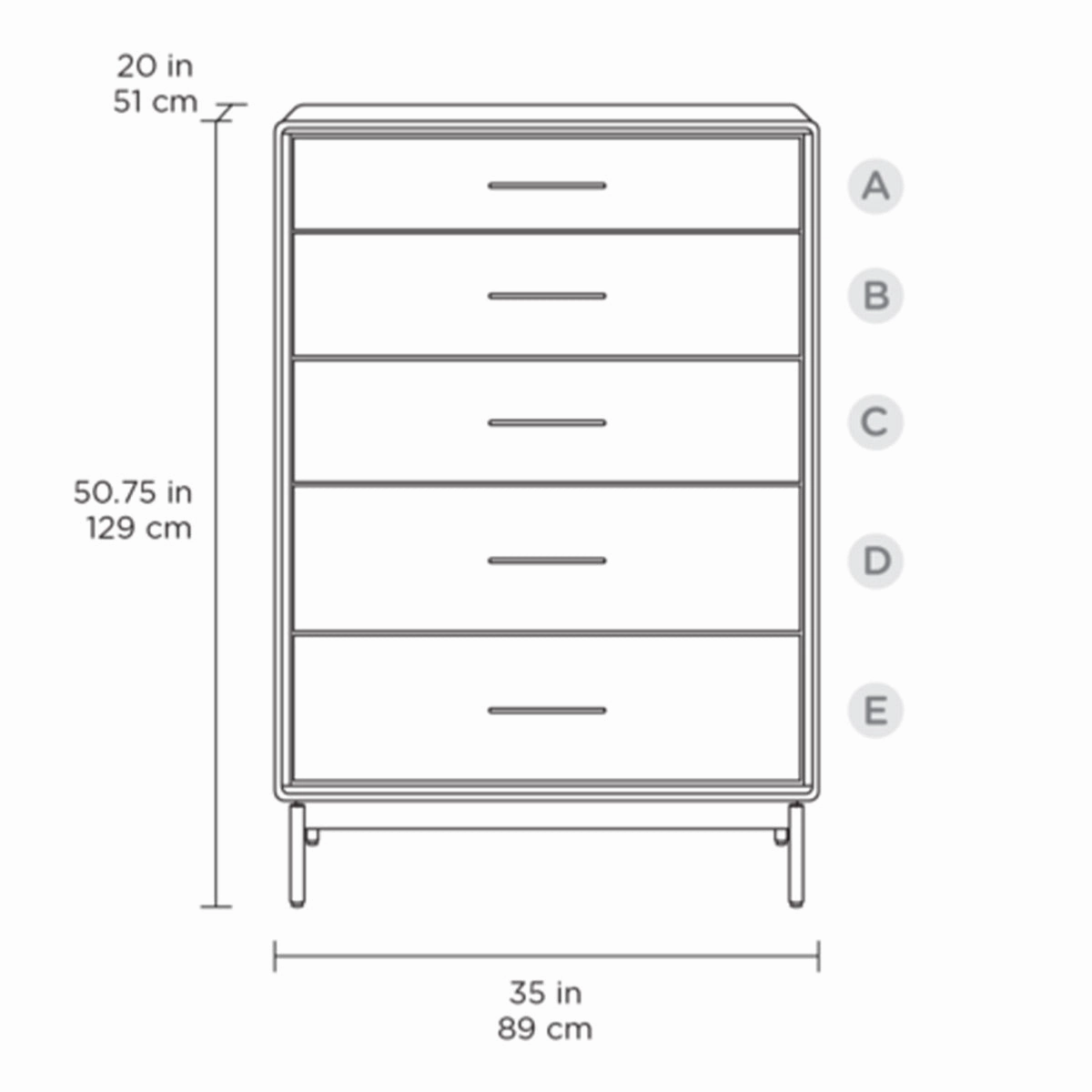 BDI LINQ 9185 Storage Chest with 5 Self-Closing Drawers and Metal Base (Natural Walnut)