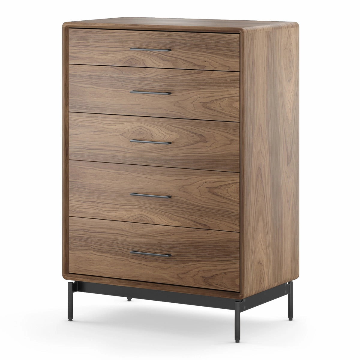 BDI LINQ 9185 Storage Chest with 5 Self-Closing Drawers and Metal Base (Natural Walnut)