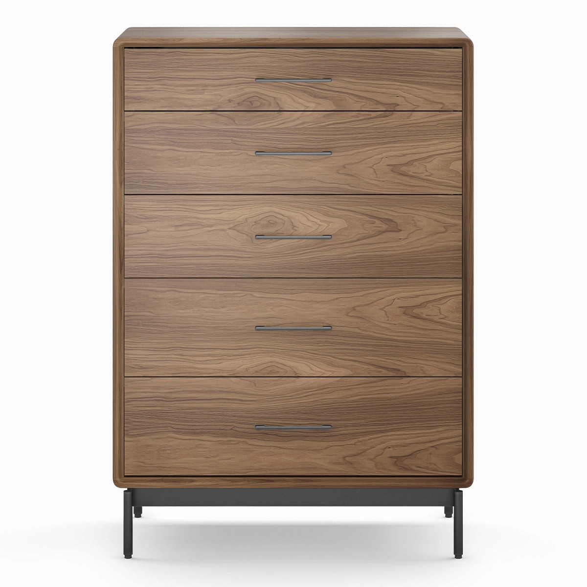 BDI LINQ 9185 Storage Chest with 5 Self-Closing Drawers and Metal Base (Natural Walnut)