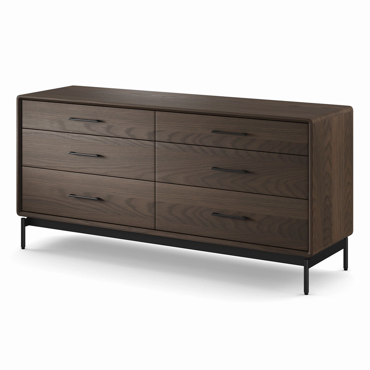 BDI LINQ 9186 Dresser with 6 Self-Closing Drawers and Metal Base (Toasted Oak)