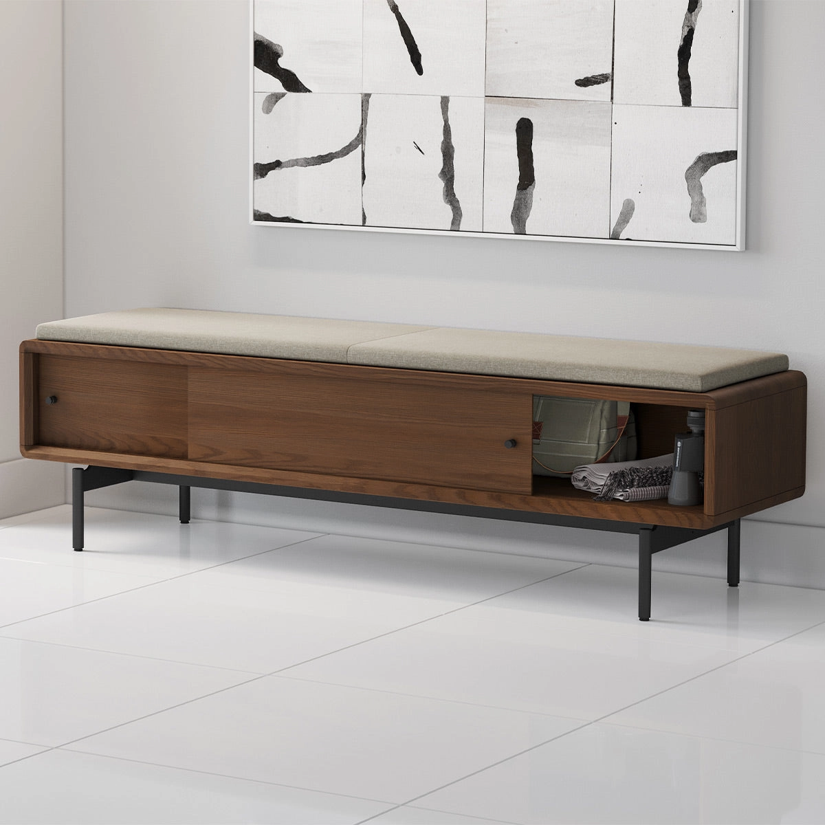 BDI LINQ Bench 9101 with Fabric Cushion (Mocha/Almond)
