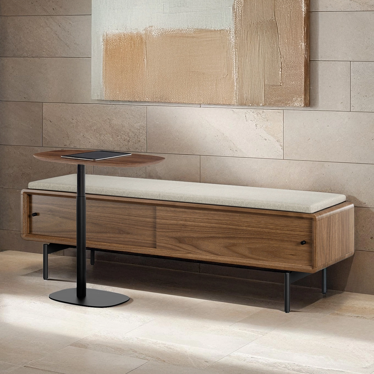 BDI LINQ Bench 9101 with Fabric Cushion (Mocha/Pecan)
