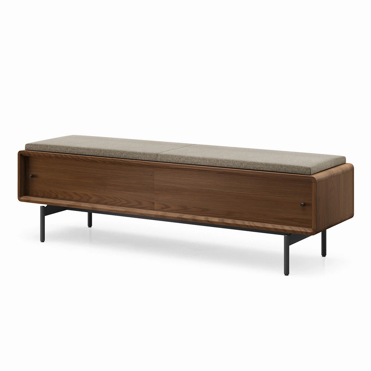 BDI LINQ Bench 9101 with Fabric Cushion (Natural Walnut/Almond)